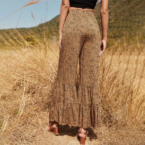 Leopard Print Wide-Leg Pants