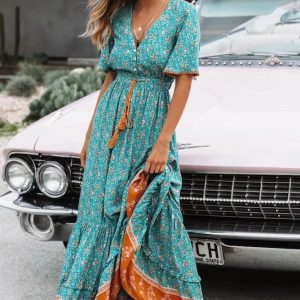 Bohemian V-neck dress