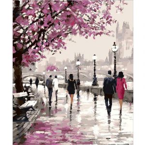 Blossom Walk Cityscape Diamond Painting