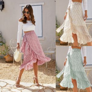 Floral Wrap Ruffle Skirt