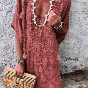 Bohemian V-neck print dress