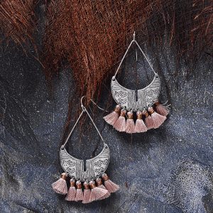 Bohemian ethnic wind metal tassel earrings