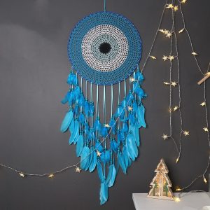 Blue Enchantress 40CM Concentric Circle Goose Feather Dream Catcher