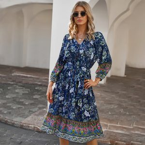 Bohemian Resort Style Printed Dress