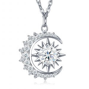 A Luxurious And Fashionable Minimalist Jewelry Pendant Necklace Featuring Top-quality Moissanite, Made Of S925 Silver Electroplated With Platinum.