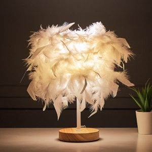 Creative Table Lamp Decorative Feather Bedside Lamp