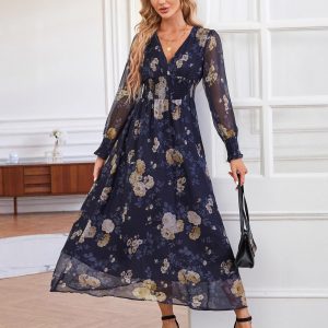 Women's Casual Bohemian-Style Printed Maxi Dress