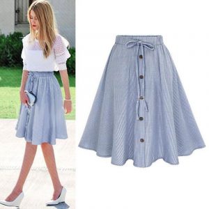 Striped A-Line Skirt