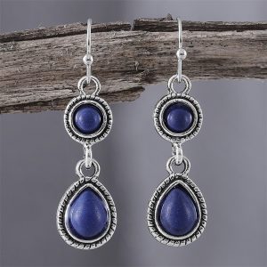 Retro Ethnic-Style Floral Waterdrop-Shaped Alloy Earrings