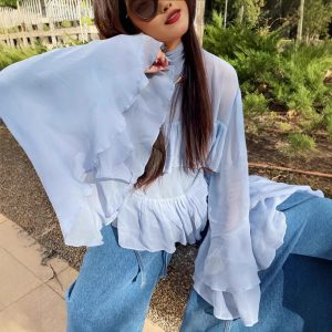 Blue Bell Sleeve Blouse