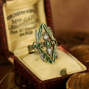 Dragonfly Wide Face Gemstone Women's Vintage Jewelry Ring