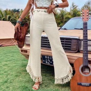 Coastal Fringe Wide-Leg Pants