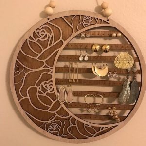 Moon Wall Hanging Earrings Necklace Jewelry Storage Rack