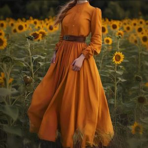 Womens Retro Bohemian-Style Casual Dress