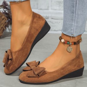 Suede Bow Slip-Ons