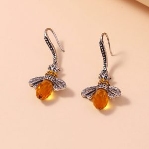 Zircon Bee Earrings Crystal-Encrusted Vintage Little Bee Earrings