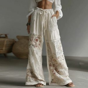 Cotton Linen Wide-Leg Pants