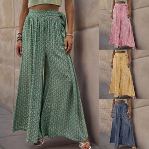 Printed Relaxed Wide-Leg Pants