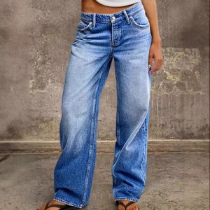 Washed Wide-Leg Denim Jeans