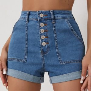 Classic High-Waisted Denim Shorts