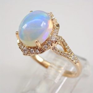 Bohemian-style Fashion Jewelry Diamond-set Opal Ring