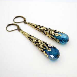 Long Eardrop Jewelry Flower Vintage Luxury Crystal Earrings