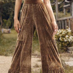 Textured Tiered Wide-Leg Pants