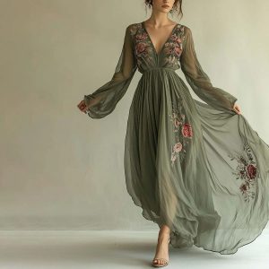 Printed Bohemian Elegant Holiday Long Dress