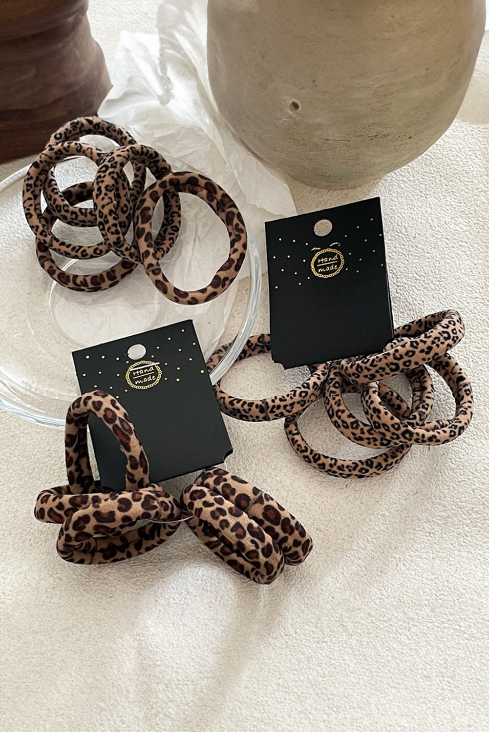Coffee 5pcs Leopard Elastic Hair Tie Set - Image 2