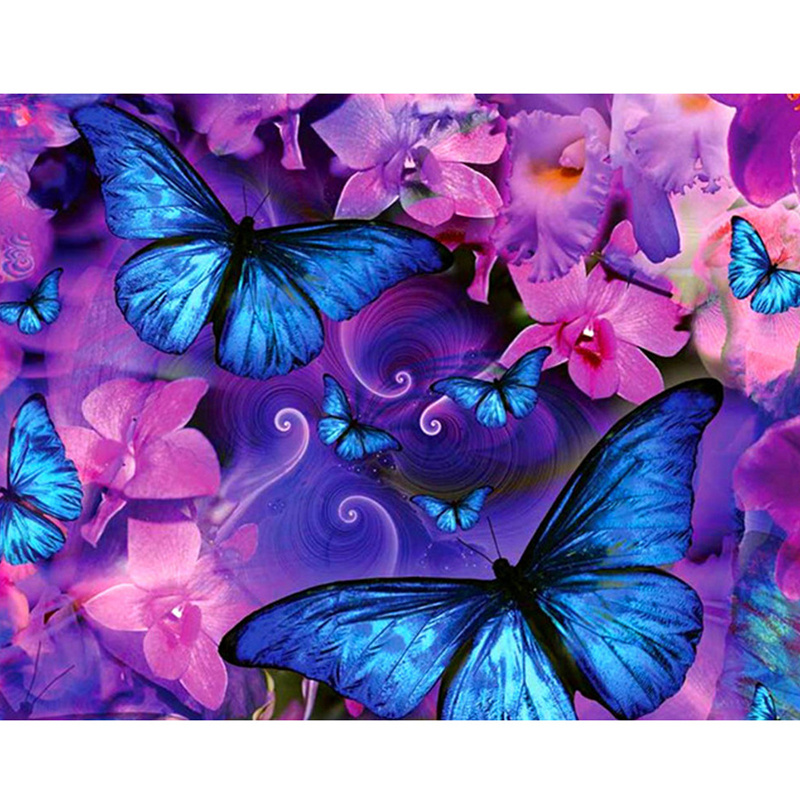 Blue Butterfly Garden Diamond Painting Kit
