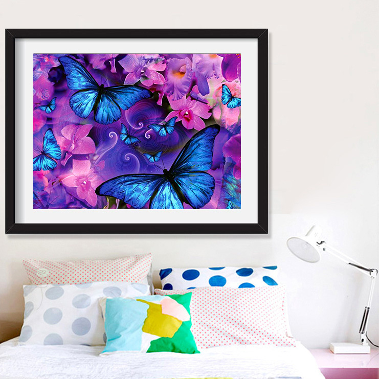 Blue Butterfly Garden Diamond Painting Kit - Image 2
