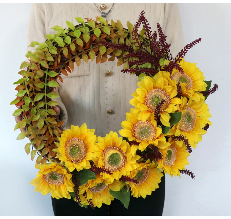 Artificial Silk Flower Thanksgiving Day Door Decoration Wall Hanging Wreath - Image 3