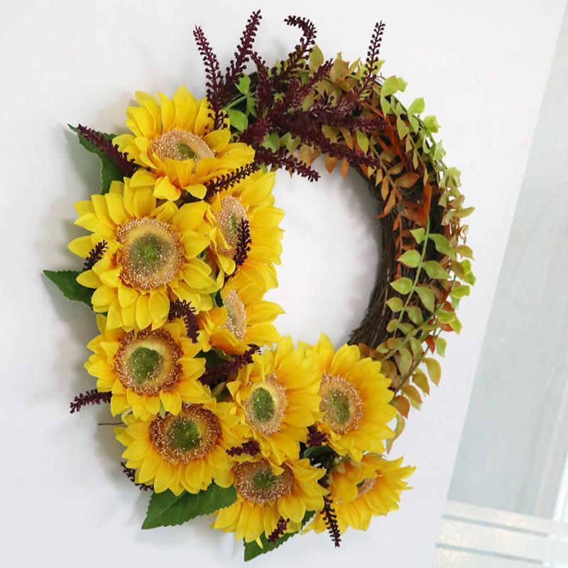 Artificial Silk Flower Thanksgiving Day Door Decoration Wall Hanging Wreath - Image 4