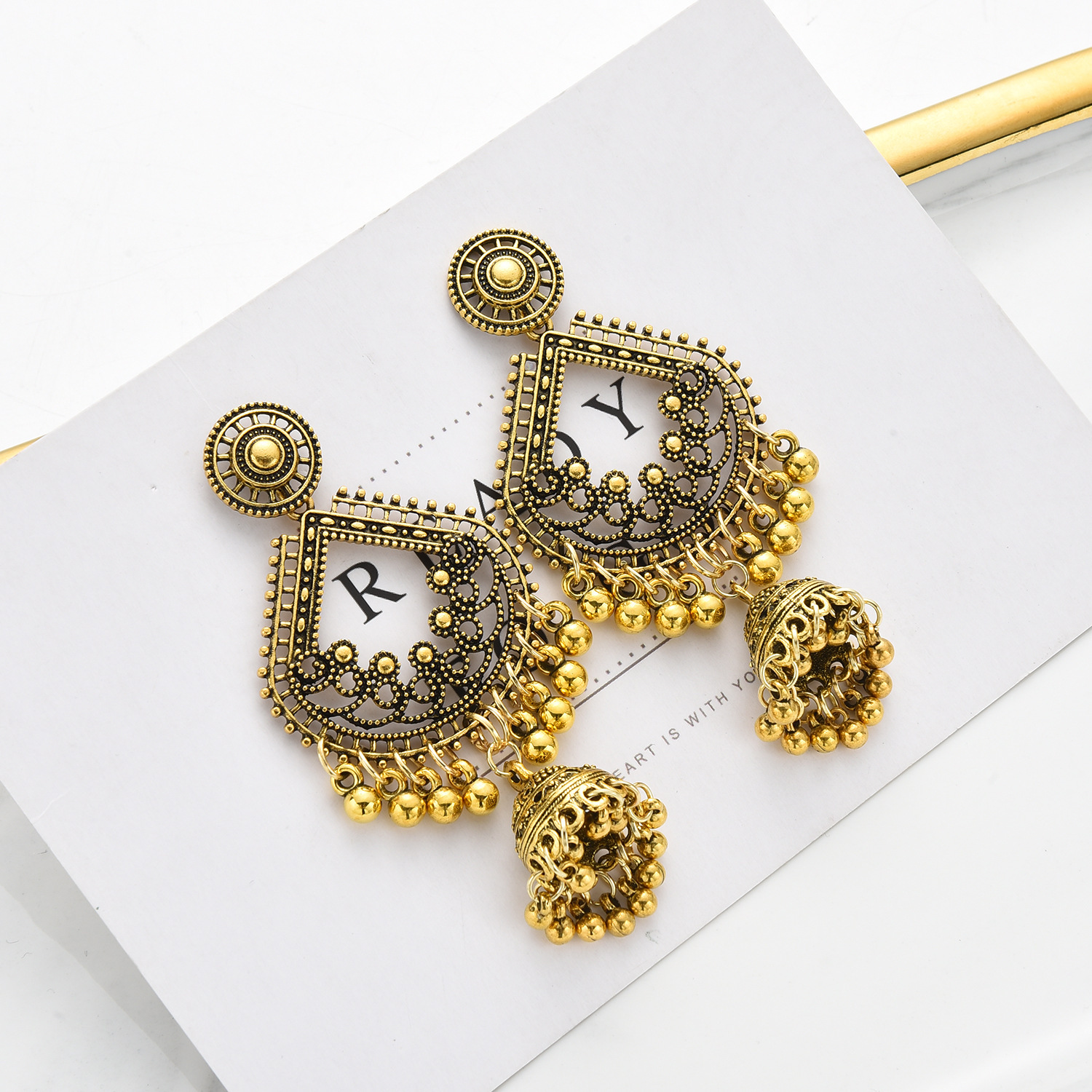 Bell Tassel Earrings Diamond Lens Earrings Vintage Earrings Bell Earrings Earrings - Image 5