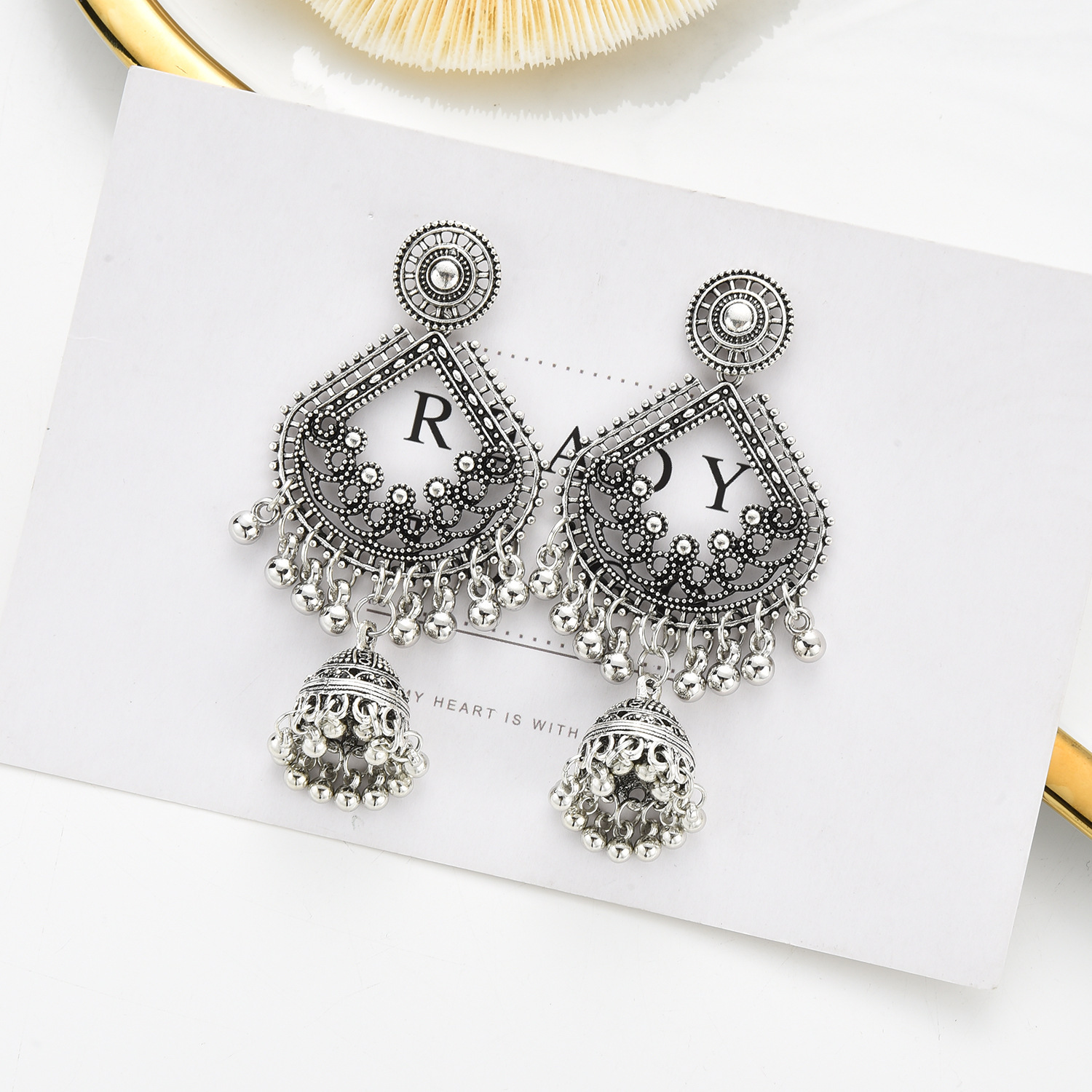 Bell Tassel Earrings Diamond Lens Earrings Vintage Earrings Bell Earrings Earrings - Image 6