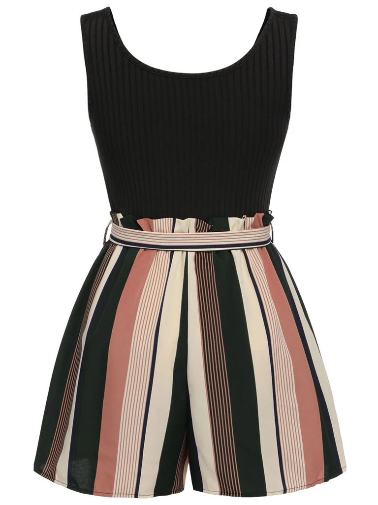 Striped Knit Belted Romper - Image 2