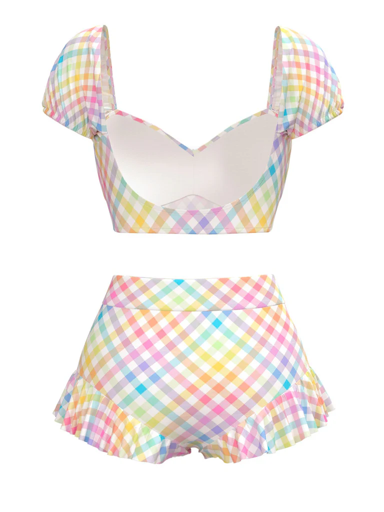 Puff Gingham Plaid Bikini Set - Image 2