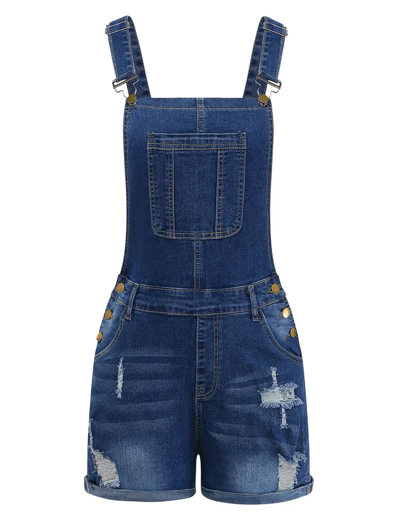Stretch Denim Overall Romper