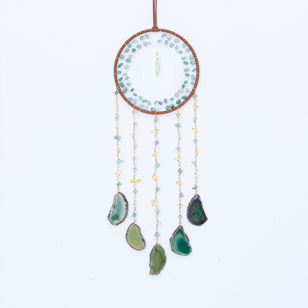 Rough Stone Side Agate Slices Dreamcatcher Home Decorative Pendant - Image 5