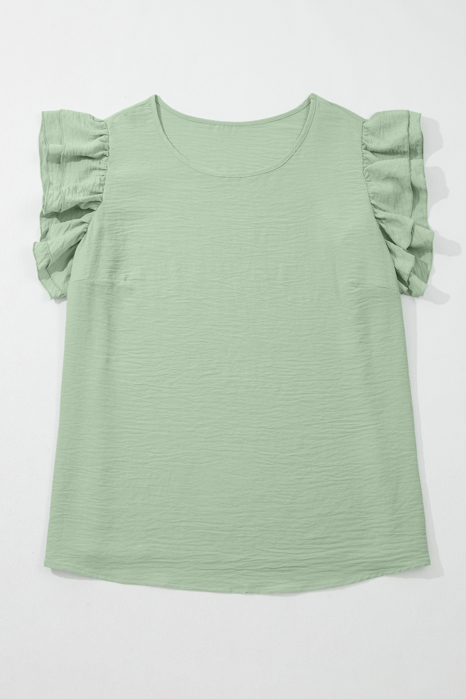 Clearly Aqua Plus Size Crew Neck Ruffle Sleeve Top - Image 3