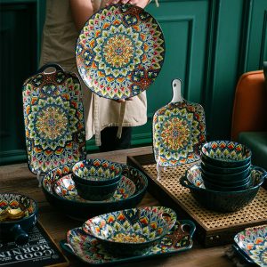 European Bohemian Ceramic Bowl Household Plate