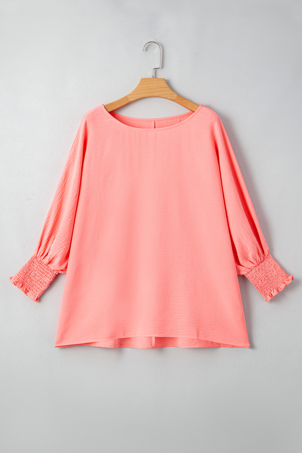 Blossom Shirred Cuffs Half Sleeve Plus Size Textured Blouse - Image 7