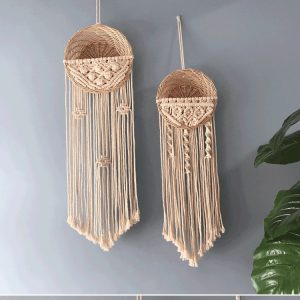 Woven basket tapestry rattan wall hanging pendant