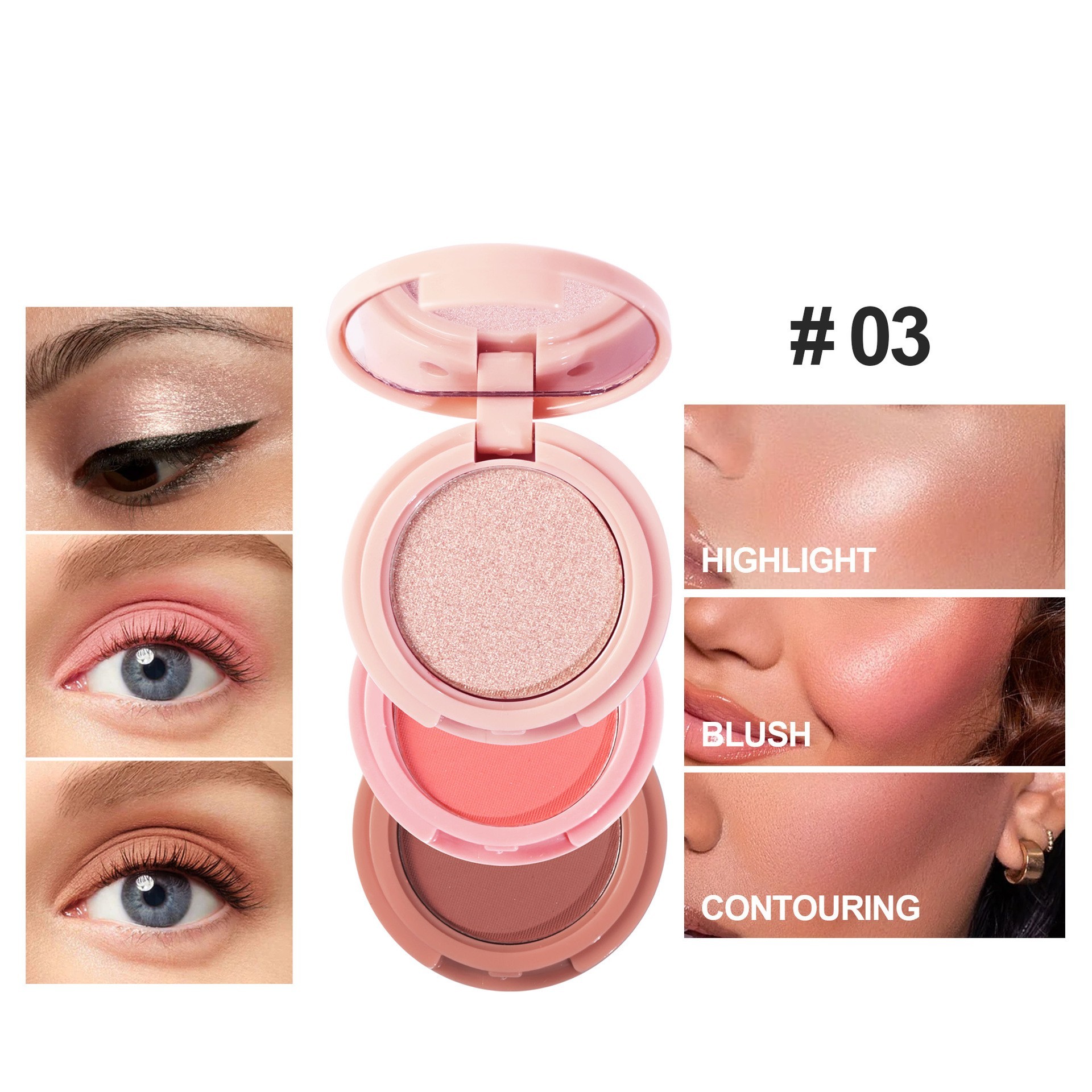 High Gloss Powder Blusher Facelift 3in1 All-in-one Disc - Image 3