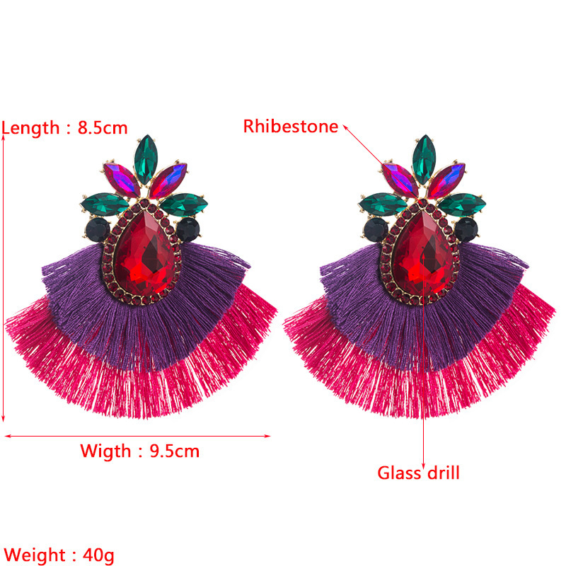 Boho Alloy Tassel Earrings With Colorful Rhinestones - Image 5