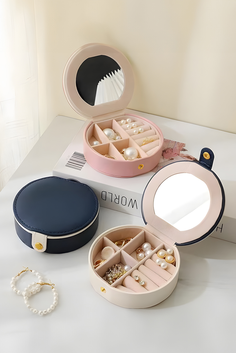 Light Pink Jewelry Organizer Cases with Mirror - Image 5