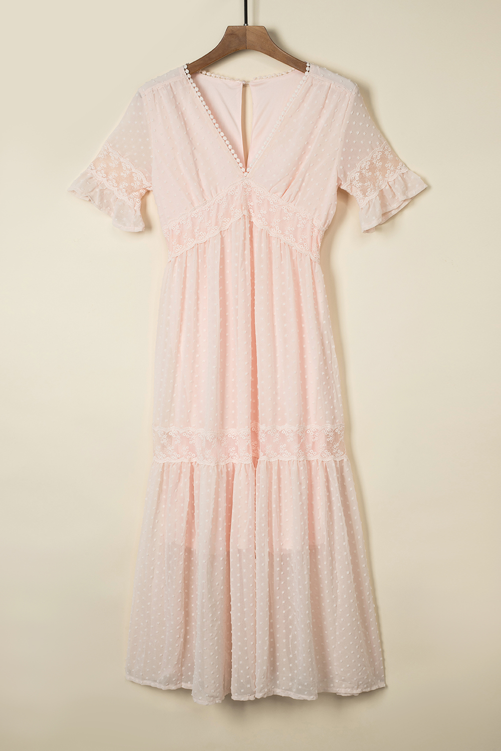 Swiss Dot Lace Trim Maxi Dress - Image 7