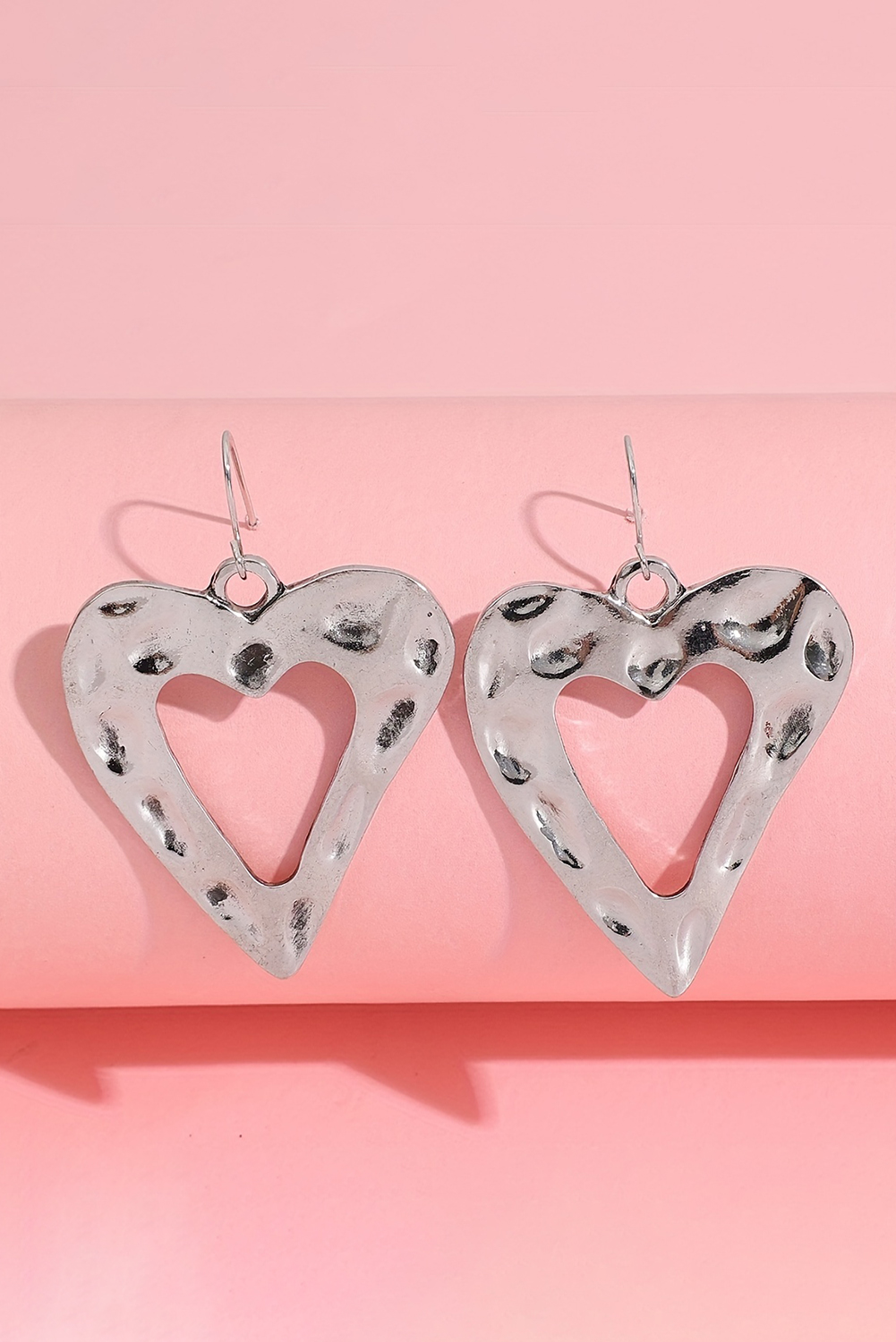 White Valentine Hollowed Heart Shape Earrings - Image 2