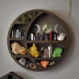 Cat In The Moon Crystal Wooden Shelf