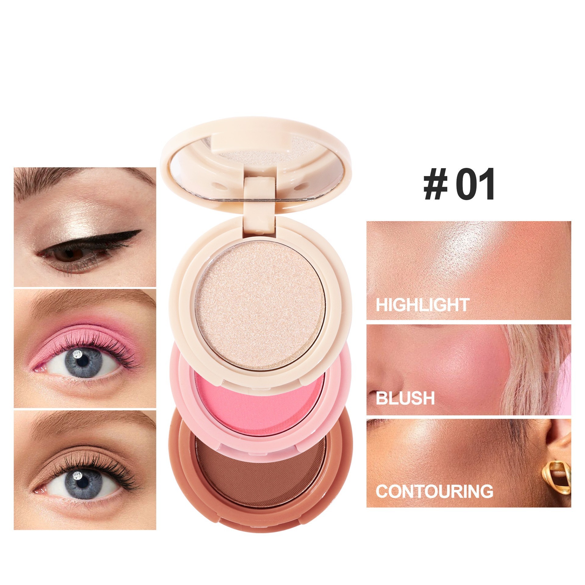 High Gloss Powder Blusher Facelift 3in1 All-in-one Disc - Image 4